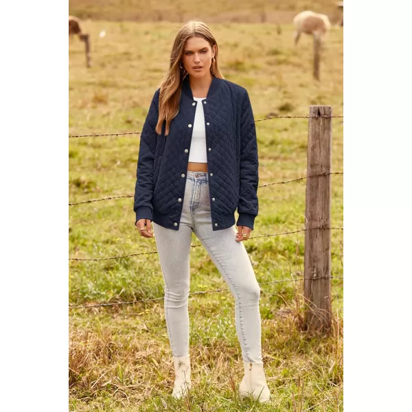 imagePRETTYGARDEN Womens Fall Fashion Jacket Long Sleeve Button Down Trendy Casual Outerwear Clothes Winter Coats with PocketsNavy