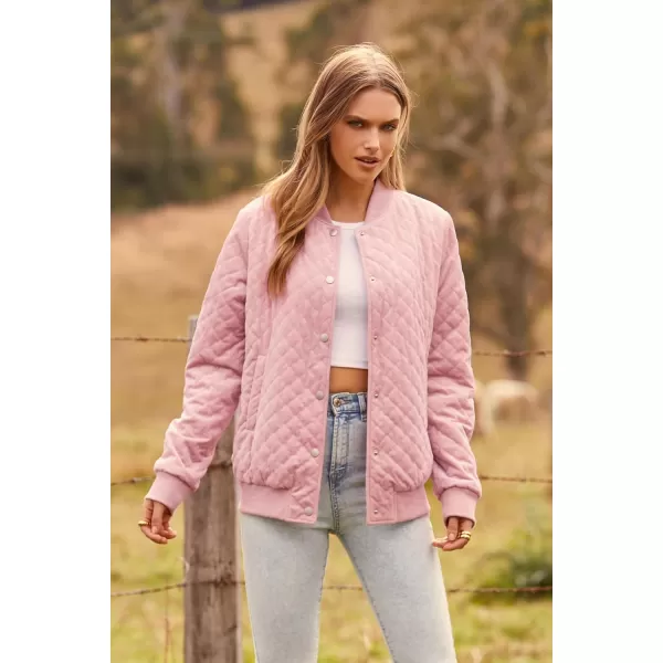 imagePRETTYGARDEN Womens Fall Fashion Jacket Long Sleeve Button Down Trendy Casual Outerwear Clothes Winter Coats with PocketsPink