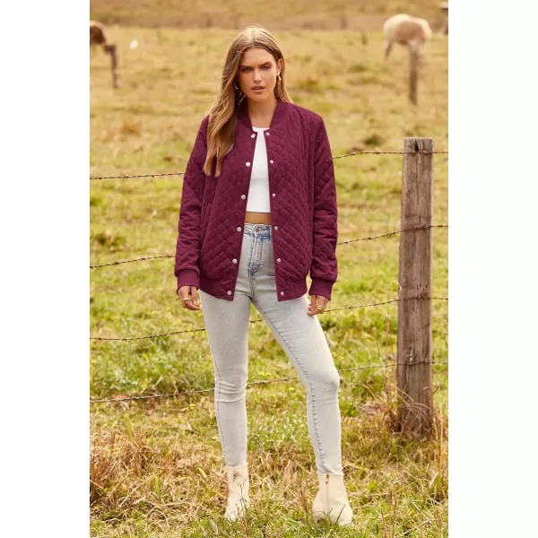 imagePRETTYGARDEN Womens Fall Fashion Jacket Long Sleeve Button Down Trendy Casual Outerwear Clothes Winter Coats with PocketsWine Red