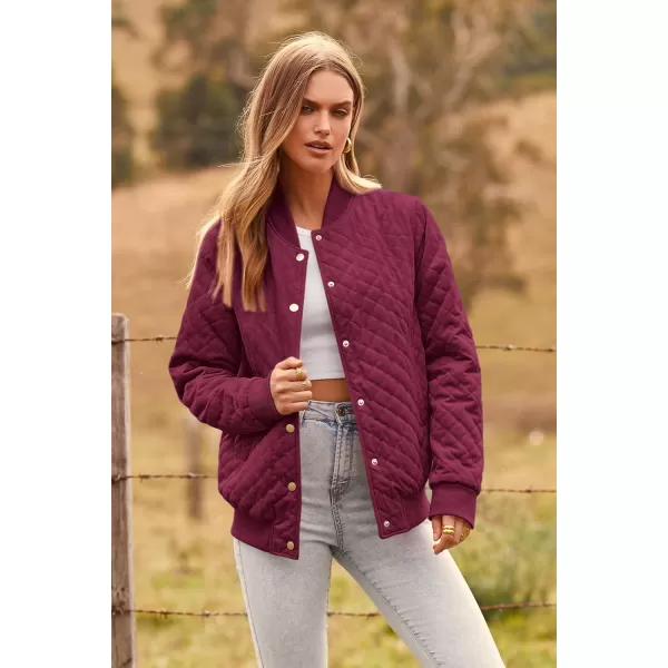 imagePRETTYGARDEN Womens Fall Fashion Jacket Long Sleeve Button Down Trendy Casual Outerwear Clothes Winter Coats with PocketsWine Red