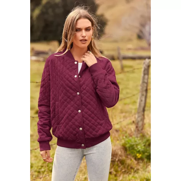 imagePRETTYGARDEN Womens Fall Fashion Jacket Long Sleeve Button Down Trendy Casual Outerwear Clothes Winter Coats with PocketsWine Red