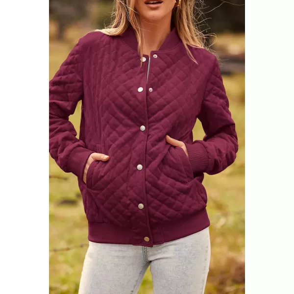 imagePRETTYGARDEN Womens Fall Fashion Jacket Long Sleeve Button Down Trendy Casual Outerwear Clothes Winter Coats with PocketsWine Red