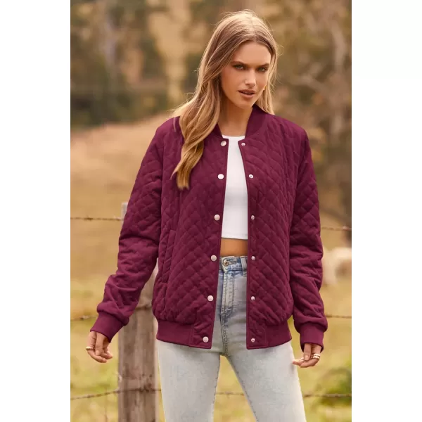 imagePRETTYGARDEN Womens Fall Fashion Jacket Long Sleeve Button Down Trendy Casual Outerwear Clothes Winter Coats with PocketsWine Red