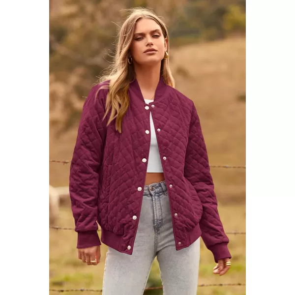 imagePRETTYGARDEN Womens Fall Fashion Jacket Long Sleeve Button Down Trendy Casual Outerwear Clothes Winter Coats with PocketsWine Red