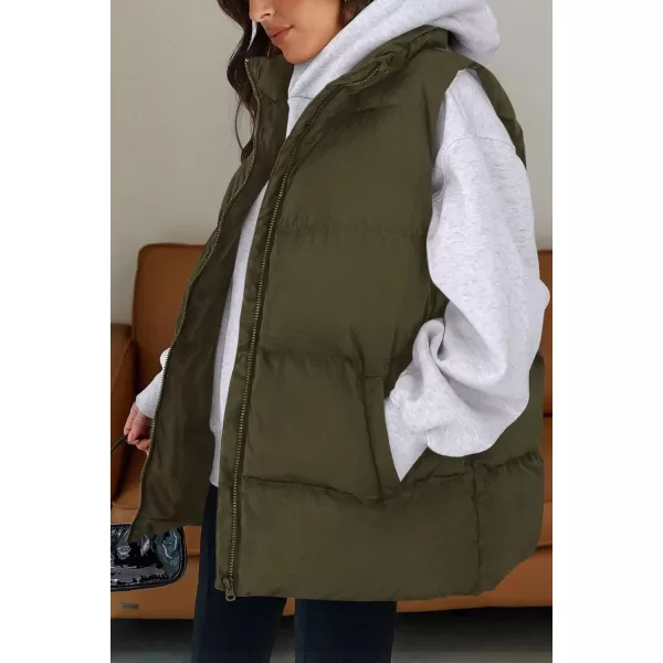 imagePRETTYGARDEN Womens Fall Fashion Vests Casual Sleeveless Stand Collar Zip Up Jacket Coats Warm Winter OuterwearArmy Green