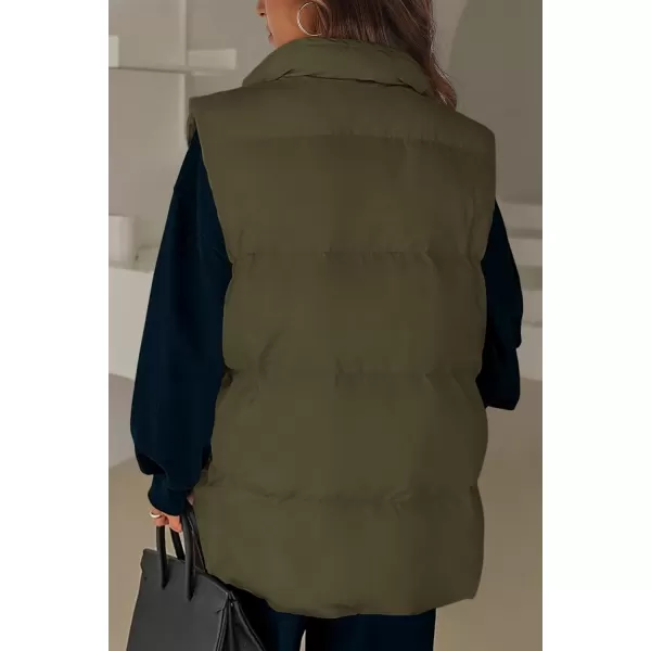 imagePRETTYGARDEN Womens Fall Fashion Vests Casual Sleeveless Stand Collar Zip Up Jacket Coats Warm Winter OuterwearArmy Green