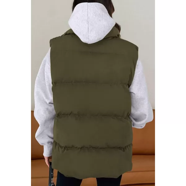 imagePRETTYGARDEN Womens Fall Fashion Vests Casual Sleeveless Stand Collar Zip Up Jacket Coats Warm Winter OuterwearArmy Green