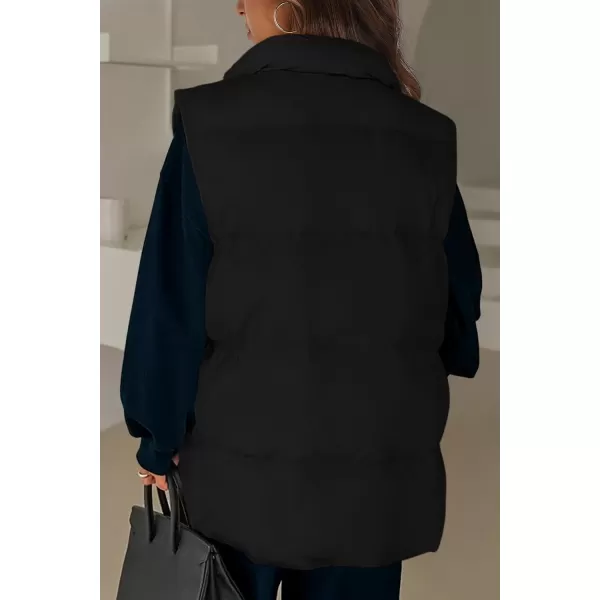 imagePRETTYGARDEN Womens Fall Fashion Vests Casual Sleeveless Stand Collar Zip Up Jacket Coats Warm Winter OuterwearBlack