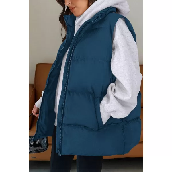 imagePRETTYGARDEN Womens Fall Fashion Vests Casual Sleeveless Stand Collar Zip Up Jacket Coats Warm Winter OuterwearDark Blue