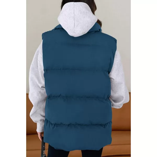 imagePRETTYGARDEN Womens Fall Fashion Vests Casual Sleeveless Stand Collar Zip Up Jacket Coats Warm Winter OuterwearDark Blue