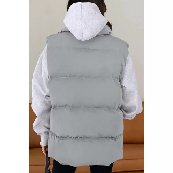 imagePRETTYGARDEN Womens Fall Fashion Vests Casual Sleeveless Stand Collar Zip Up Jacket Coats Warm Winter OuterwearLight Grey