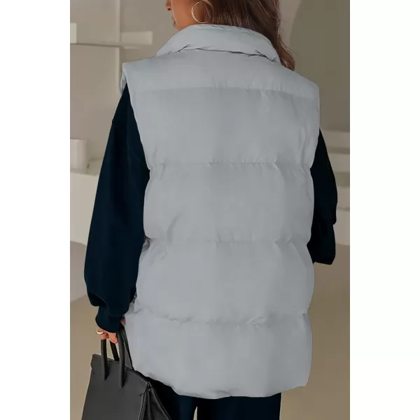 imagePRETTYGARDEN Womens Fall Fashion Vests Casual Sleeveless Stand Collar Zip Up Jacket Coats Warm Winter OuterwearLight Grey