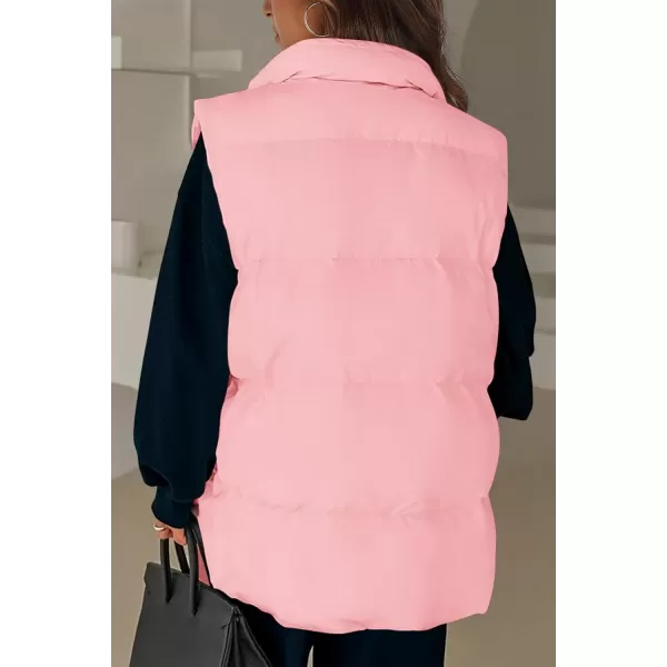 imagePRETTYGARDEN Womens Fall Fashion Vests Casual Sleeveless Stand Collar Zip Up Jacket Coats Warm Winter OuterwearLight Pink