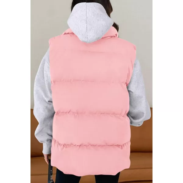 imagePRETTYGARDEN Womens Fall Fashion Vests Casual Sleeveless Stand Collar Zip Up Jacket Coats Warm Winter OuterwearLight Pink