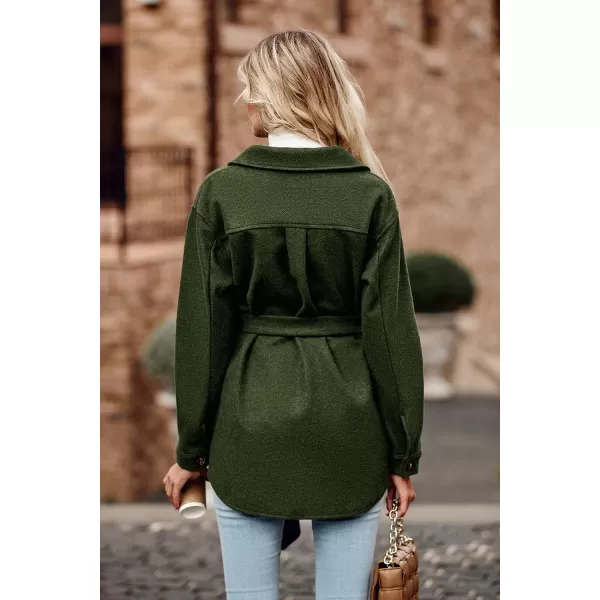 imagePRETTYGARDEN Womens Fall Fashion Winter Trench Coats Lapel Button Down Peacoat Belted Outerwear Casual JacketsArmy Green