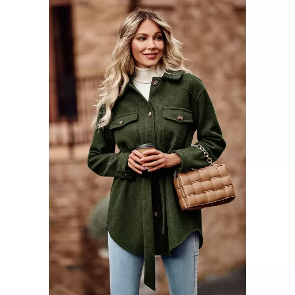 imagePRETTYGARDEN Womens Fall Fashion Winter Trench Coats Lapel Button Down Peacoat Belted Outerwear Casual JacketsArmy Green