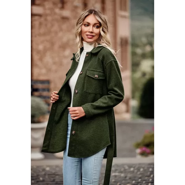 imagePRETTYGARDEN Womens Fall Fashion Winter Trench Coats Lapel Button Down Peacoat Belted Outerwear Casual JacketsArmy Green