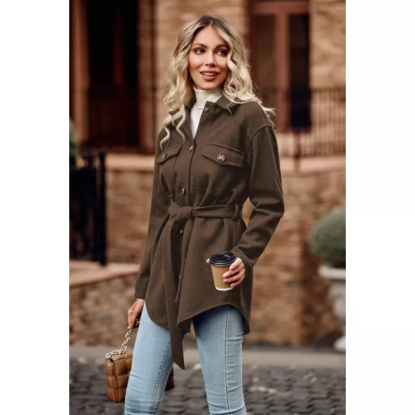 imagePRETTYGARDEN Womens Fall Fashion Winter Trench Coats Lapel Button Down Peacoat Belted Outerwear Casual JacketsBrown