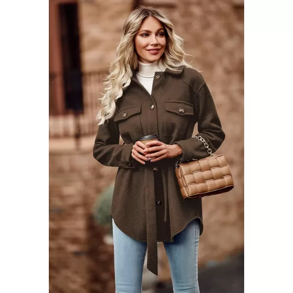 imagePRETTYGARDEN Womens Fall Fashion Winter Trench Coats Lapel Button Down Peacoat Belted Outerwear Casual JacketsBrown