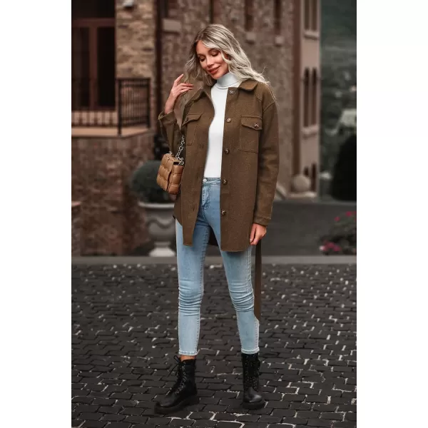 imagePRETTYGARDEN Womens Fall Fashion Winter Trench Coats Lapel Button Down Peacoat Belted Outerwear Casual JacketsBrown