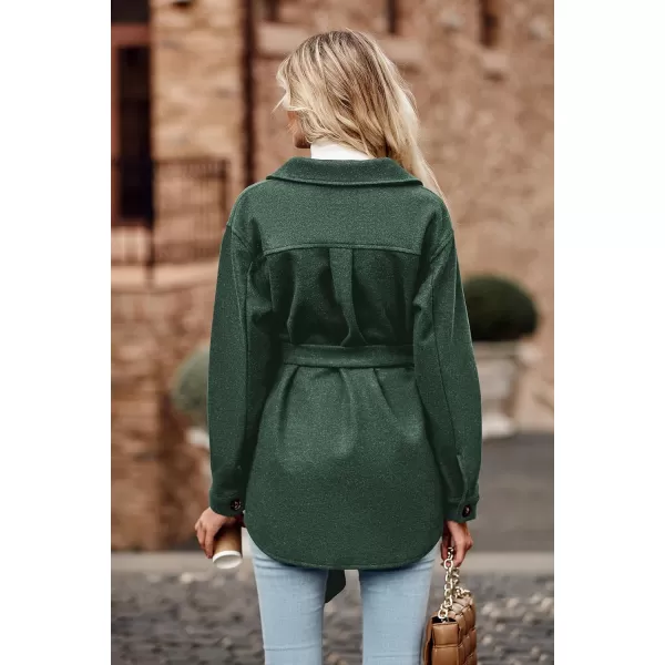 imagePRETTYGARDEN Womens Fall Fashion Winter Trench Coats Lapel Button Down Peacoat Belted Outerwear Casual JacketsDark Green