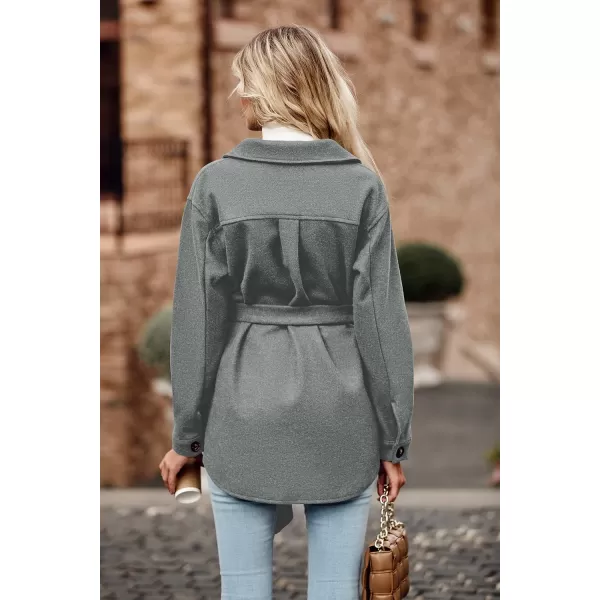 imagePRETTYGARDEN Womens Fall Fashion Winter Trench Coats Lapel Button Down Peacoat Belted Outerwear Casual JacketsGrey
