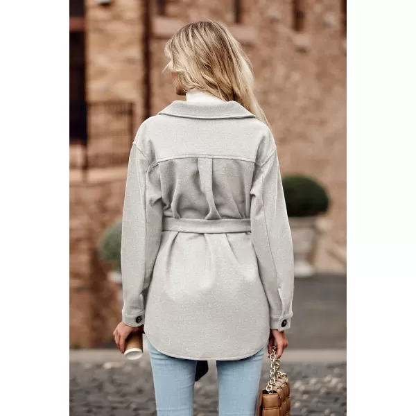 imagePRETTYGARDEN Womens Fall Fashion Winter Trench Coats Lapel Button Down Peacoat Belted Outerwear Casual JacketsGrey White