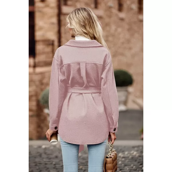 imagePRETTYGARDEN Womens Fall Fashion Winter Trench Coats Lapel Button Down Peacoat Belted Outerwear Casual JacketsPink