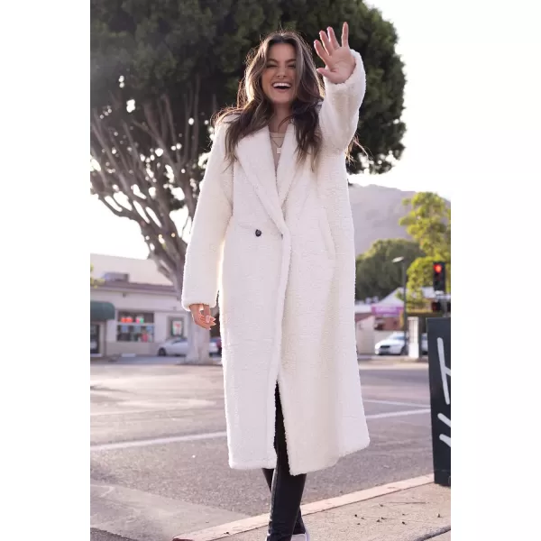 imagePRETTYGARDEN Womens Fashion Winter Coats Fuzzy Fleece Long Hooded Jackets Button Down Faux Fur Warm OuterwearBeige White