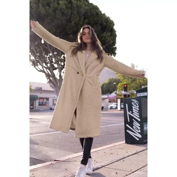 imagePRETTYGARDEN Womens Fashion Winter Coats Fuzzy Fleece Long Hooded Jackets Button Down Faux Fur Warm OuterwearDark Beige Yellow