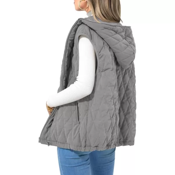 imagePRETTYGARDEN Womens 2024 Fall Vest Casual Sleeveless Hooded Zip Up Jacket Trendy Winter Coat OuterwearGrey