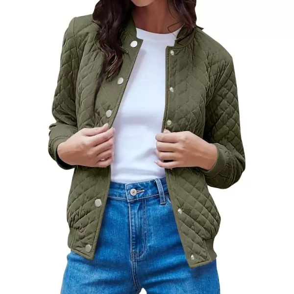 imagePRETTYGARDEN Womens Fall Fashion Jacket Long Sleeve Button Down Trendy Casual Outerwear Clothes Winter Coats with PocketsArmy Green