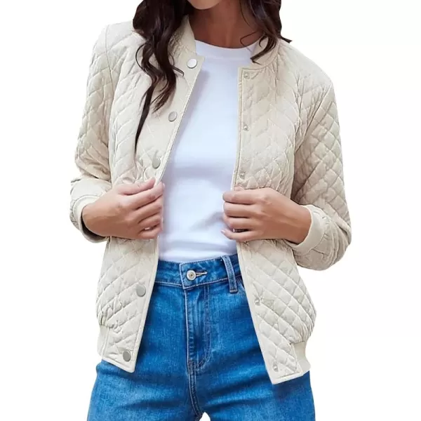 imagePRETTYGARDEN Womens Fall Fashion Jacket Long Sleeve Button Down Trendy Casual Outerwear Clothes Winter Coats with PocketsBeige