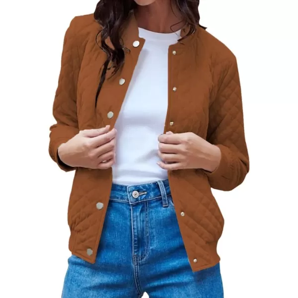 imagePRETTYGARDEN Womens Fall Fashion Jacket Long Sleeve Button Down Trendy Casual Outerwear Clothes Winter Coats with PocketsBrown