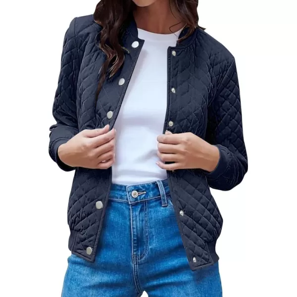 imagePRETTYGARDEN Womens Fall Fashion Jacket Long Sleeve Button Down Trendy Casual Outerwear Clothes Winter Coats with PocketsNavy