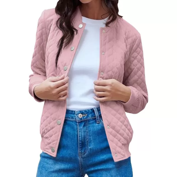 imagePRETTYGARDEN Womens Fall Fashion Jacket Long Sleeve Button Down Trendy Casual Outerwear Clothes Winter Coats with PocketsPink