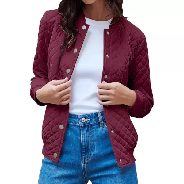 imagePRETTYGARDEN Womens Fall Fashion Jacket Long Sleeve Button Down Trendy Casual Outerwear Clothes Winter Coats with PocketsWine Red