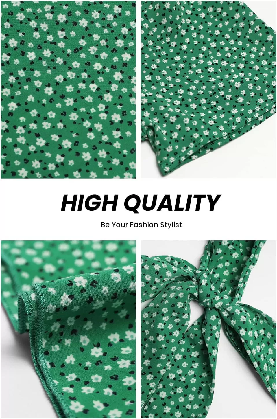 imagePRETTYGARDEN Womens 2024 Floral Boho Dress Wrap V Neck Short Sleeve Belted Ruffle Hem ALine Flowy Maxi DressesGreen Floral