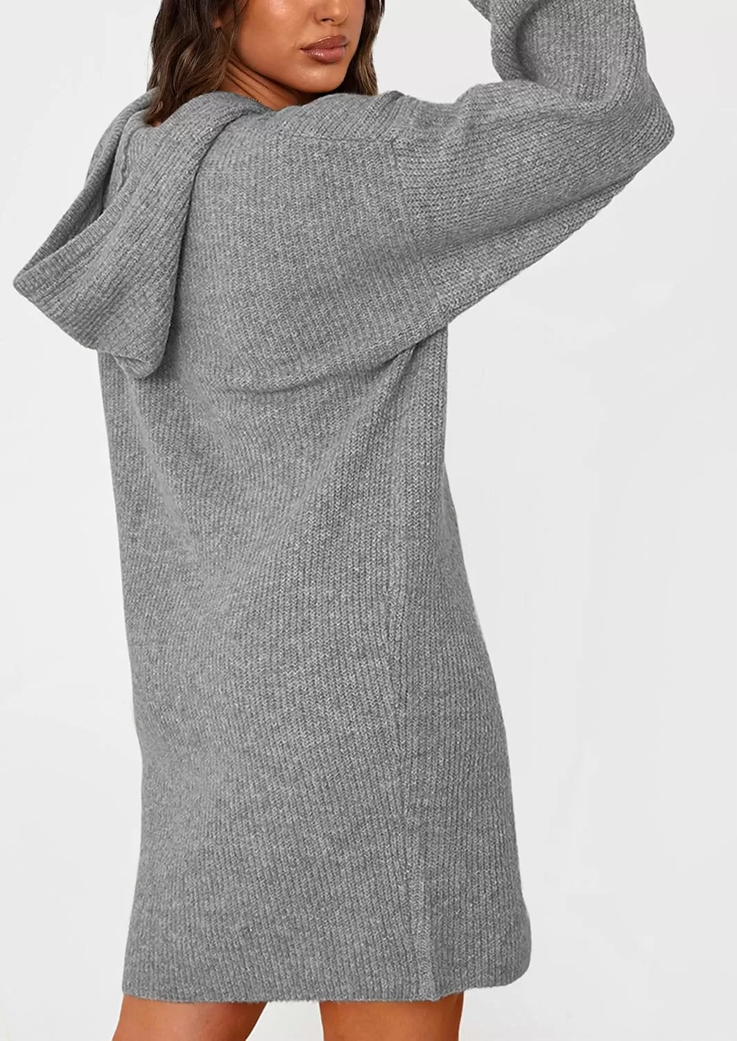 imagePRETTYGARDEN Womens Knit Pullover Sweaters 2024 Fall Fashion Clothes Long Sleeve Winter Hoodie Sweater DressGrey