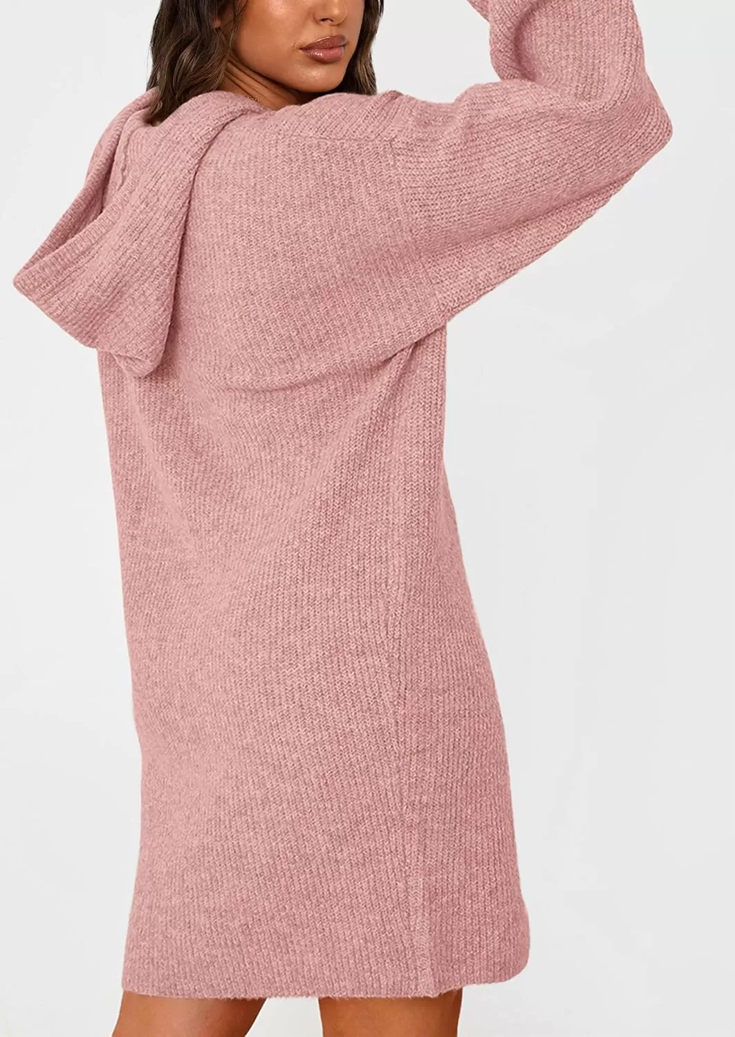 imagePRETTYGARDEN Womens Knit Pullover Sweaters 2024 Fall Fashion Clothes Long Sleeve Winter Hoodie Sweater DressPink