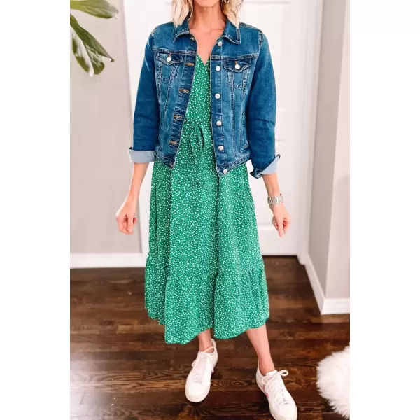imagePRETTYGARDEN Womens 2024 Floral Boho Dress Wrap V Neck Short Sleeve Belted Ruffle Hem ALine Flowy Maxi DressesGreen Floral