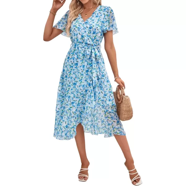 White Blue Floral