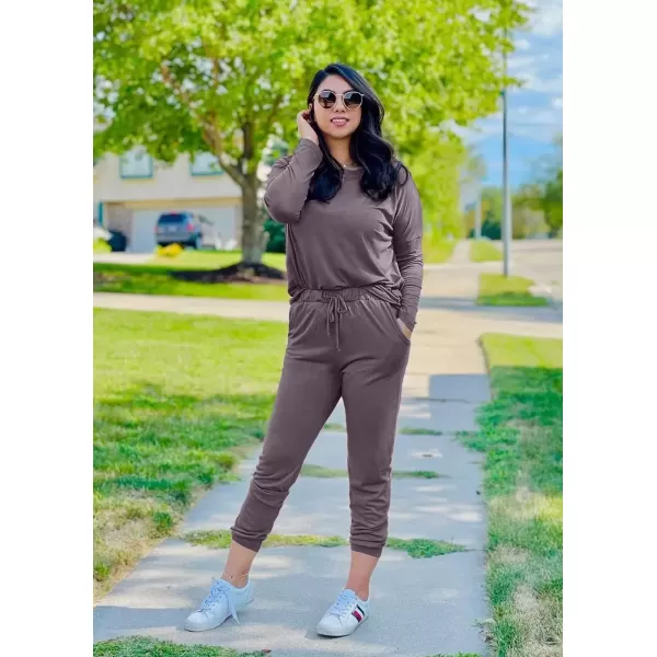 imagePRETTYGARDEN Womens Fall 2 Piece Lounge Outfit Long Sleeve Crewneck Pullover Tops High Waisted Pants Set TracksuitGrey