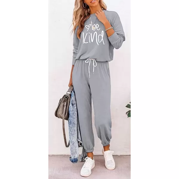 imagePRETTYGARDEN Womens Fall 2 Piece Lounge Outfit Long Sleeve Crewneck Pullover Tops High Waisted Pants Set TracksuitPatternedgrey