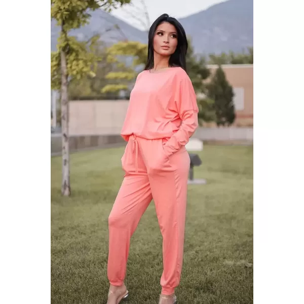 imagePRETTYGARDEN Womens Fall 2 Piece Lounge Outfit Long Sleeve Crewneck Pullover Tops High Waisted Pants Set TracksuitPink