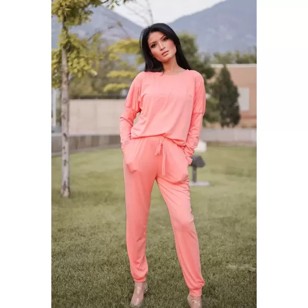 imagePRETTYGARDEN Womens Fall 2 Piece Lounge Outfit Long Sleeve Crewneck Pullover Tops High Waisted Pants Set TracksuitPink