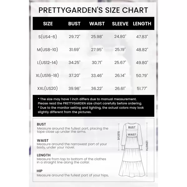 imagePRETTYGARDEN Womens Fall Midi Dress Long Sleeve Floral Smocked Elegant Wedding Guest Long Flowy DressesArmy Green