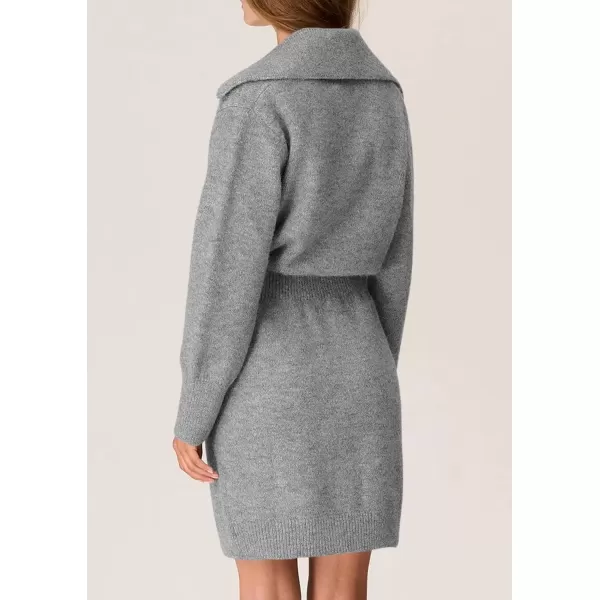 imagePRETTYGARDEN Womens Fall Sweater Dress Long Sleeve V Neck Button Down Knit Pullover Short DressesGrey