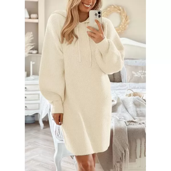 imagePRETTYGARDEN Womens Knit Pullover Sweaters 2024 Fall Fashion Clothes Long Sleeve Winter Hoodie Sweater DressBeige White