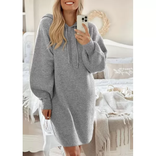 imagePRETTYGARDEN Womens Knit Pullover Sweaters 2024 Fall Fashion Clothes Long Sleeve Winter Hoodie Sweater DressGrey